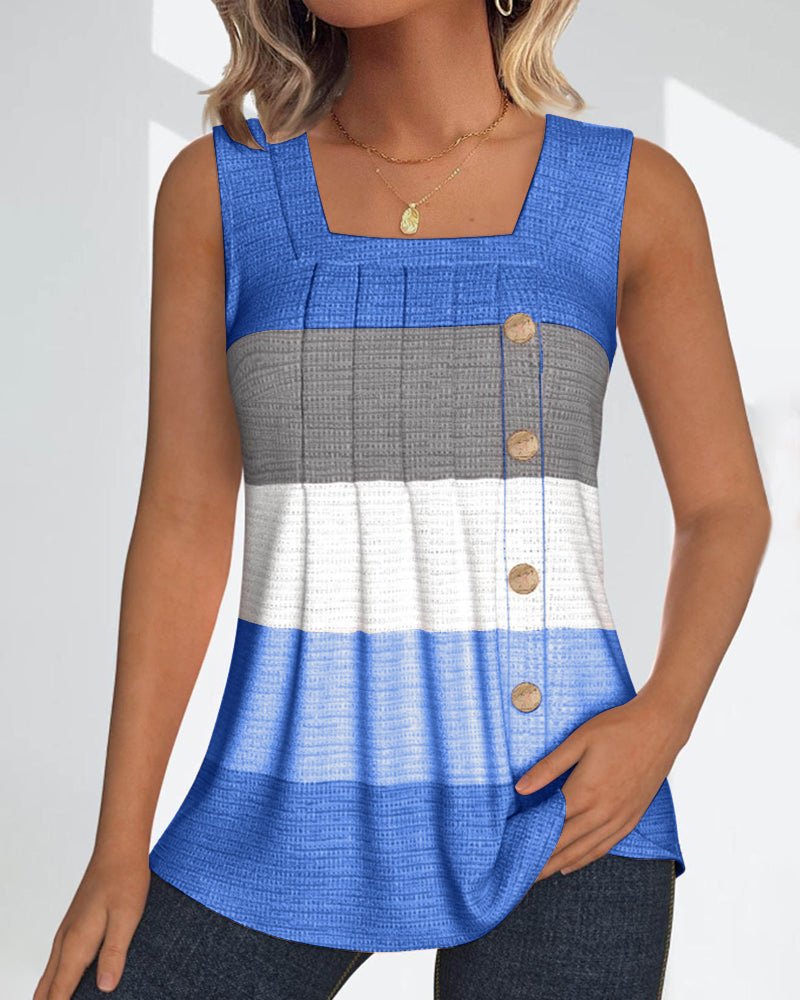 Sienna | Striped Pleated Tank Top