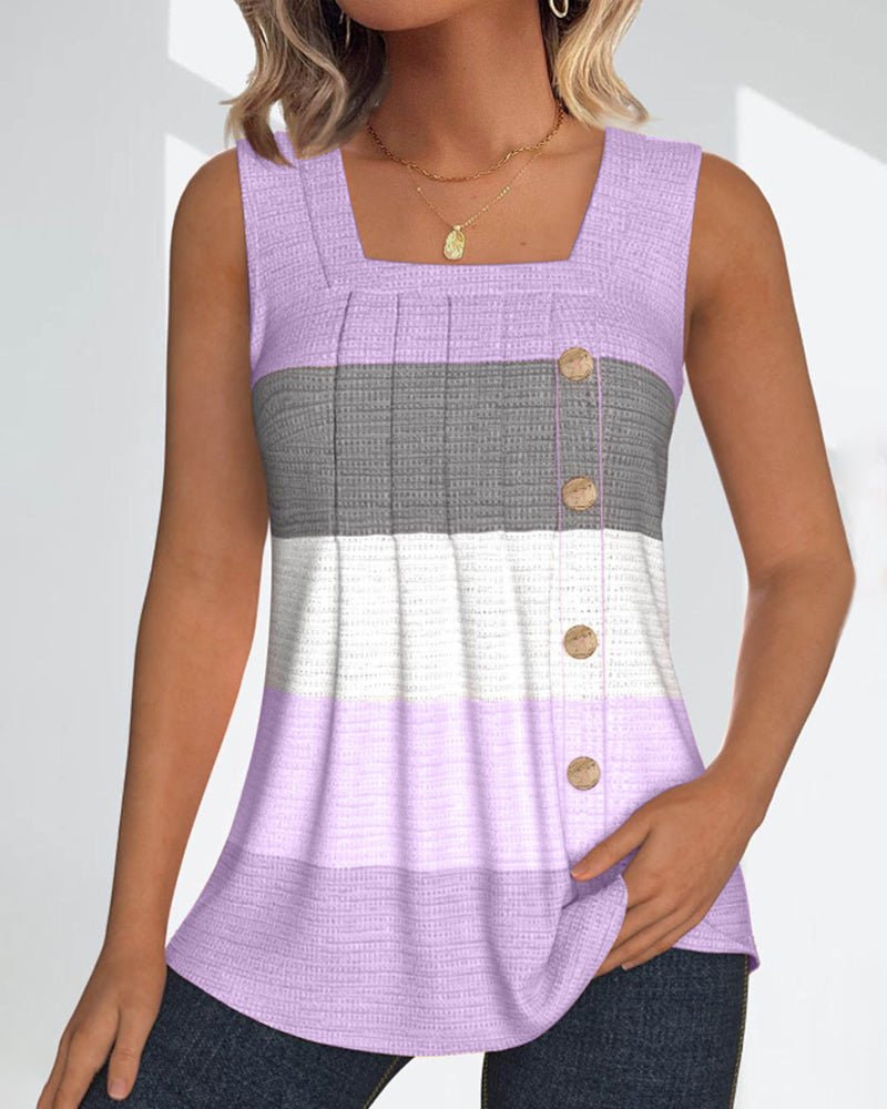 Sienna | Striped Pleated Tank Top