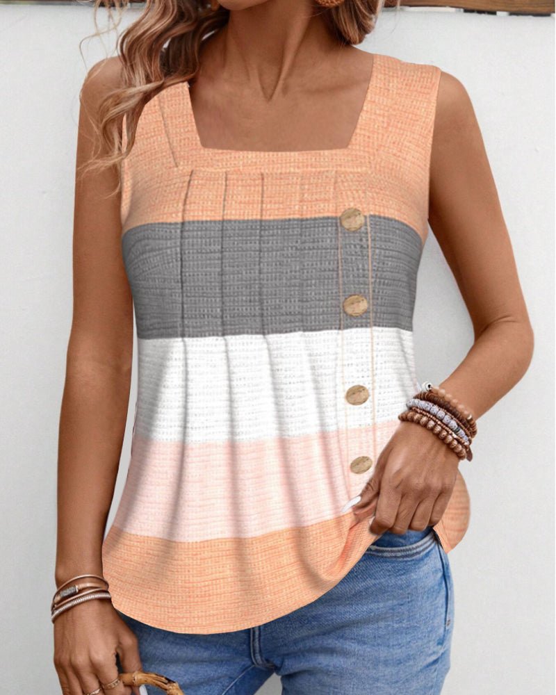 Sienna | Striped Pleated Tank Top