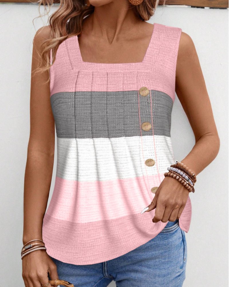 Sienna | Striped Pleated Tank Top