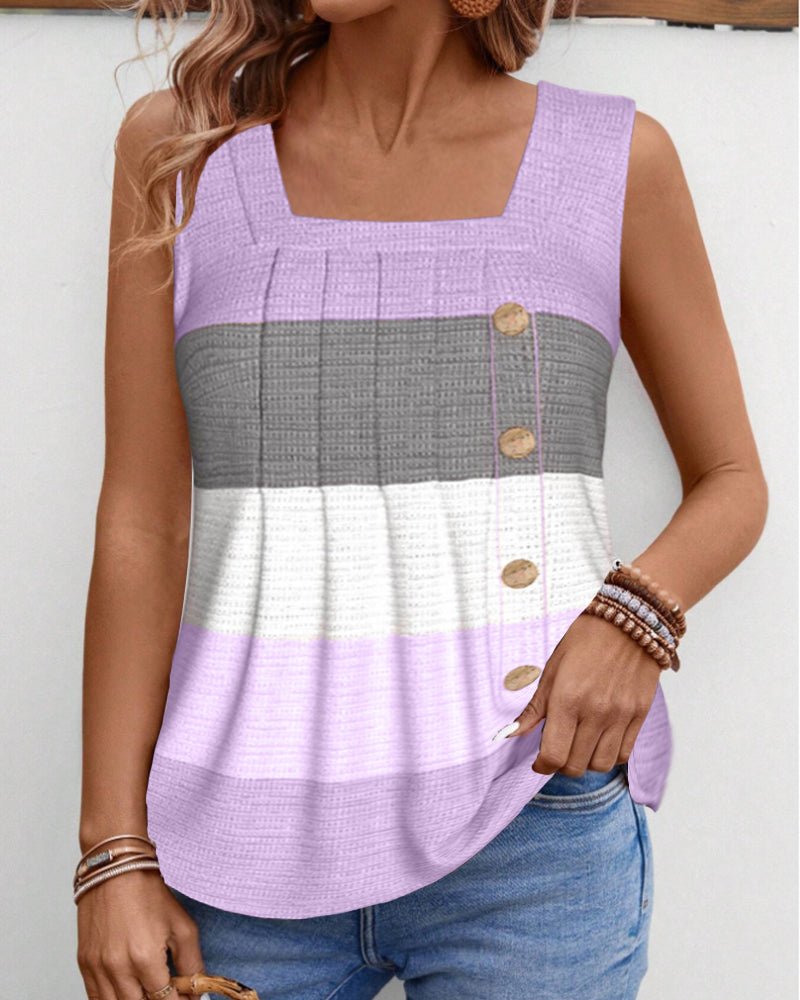 Sienna | Striped Pleated Tank Top