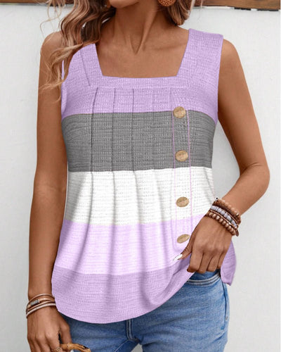 Sienna | Striped Pleated Tank Top