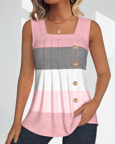 Sienna | Striped Pleated Tank Top