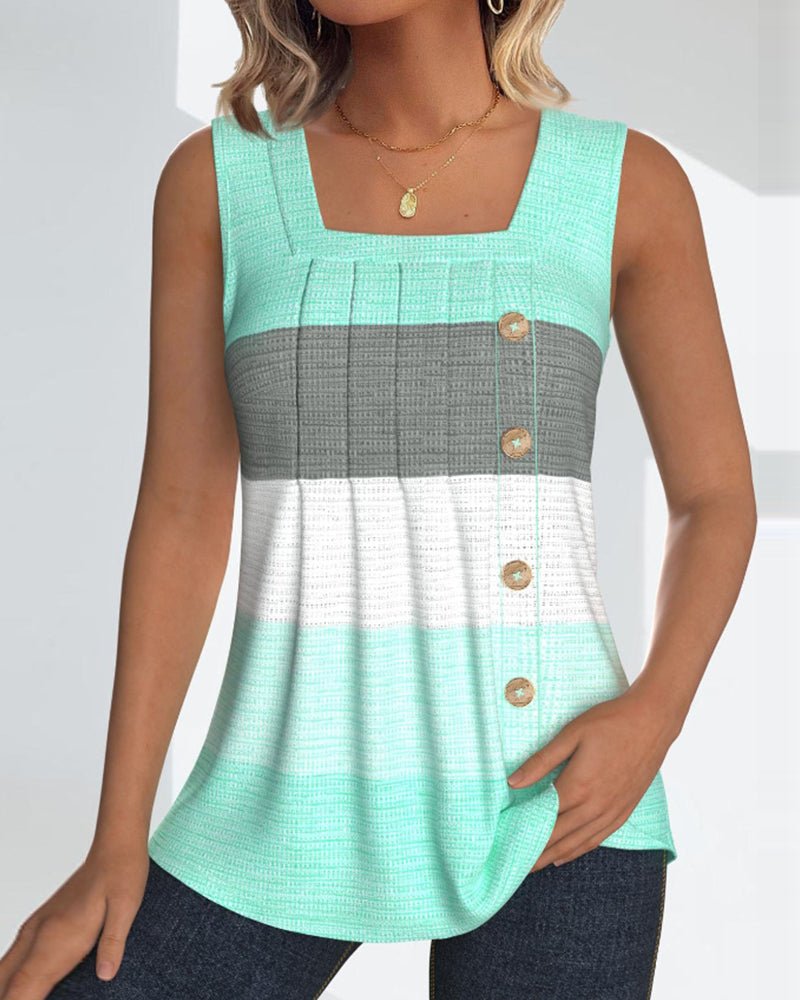 Sienna | Striped Pleated Tank Top