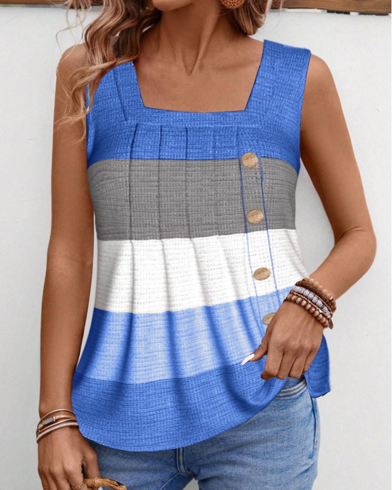 Sienna | Striped Pleated Tank Top