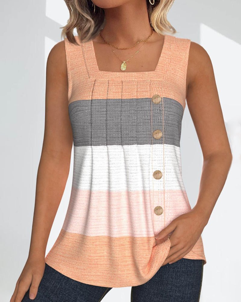 Sienna | Striped Pleated Tank Top
