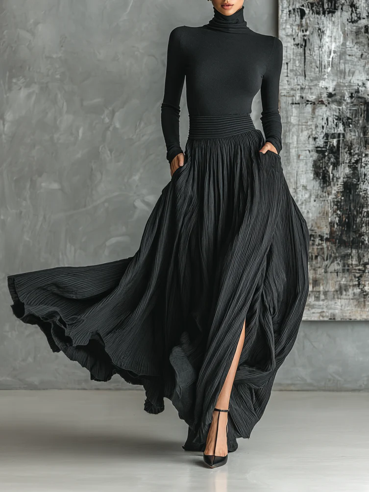 Isolde | Flowing Pleated Maxi Skirt