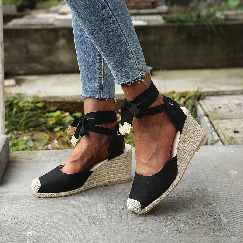 Amelie | Lace-Up Wedge Espadrilles