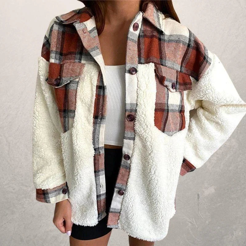 Women's Modern Style Checkered Winter Jacket