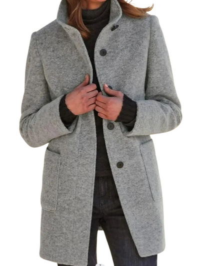 Women's Retro Solid Button Turtleneck Coat
