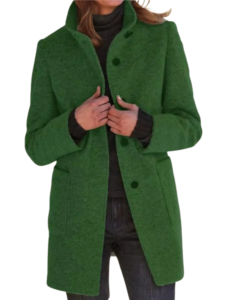 Women's Retro Solid Button Turtleneck Coat