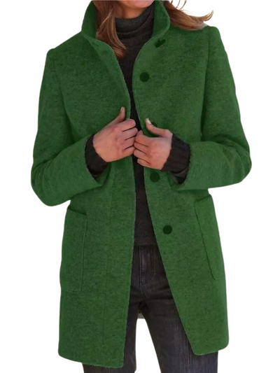 Women's Retro Solid Button Turtleneck Coat
