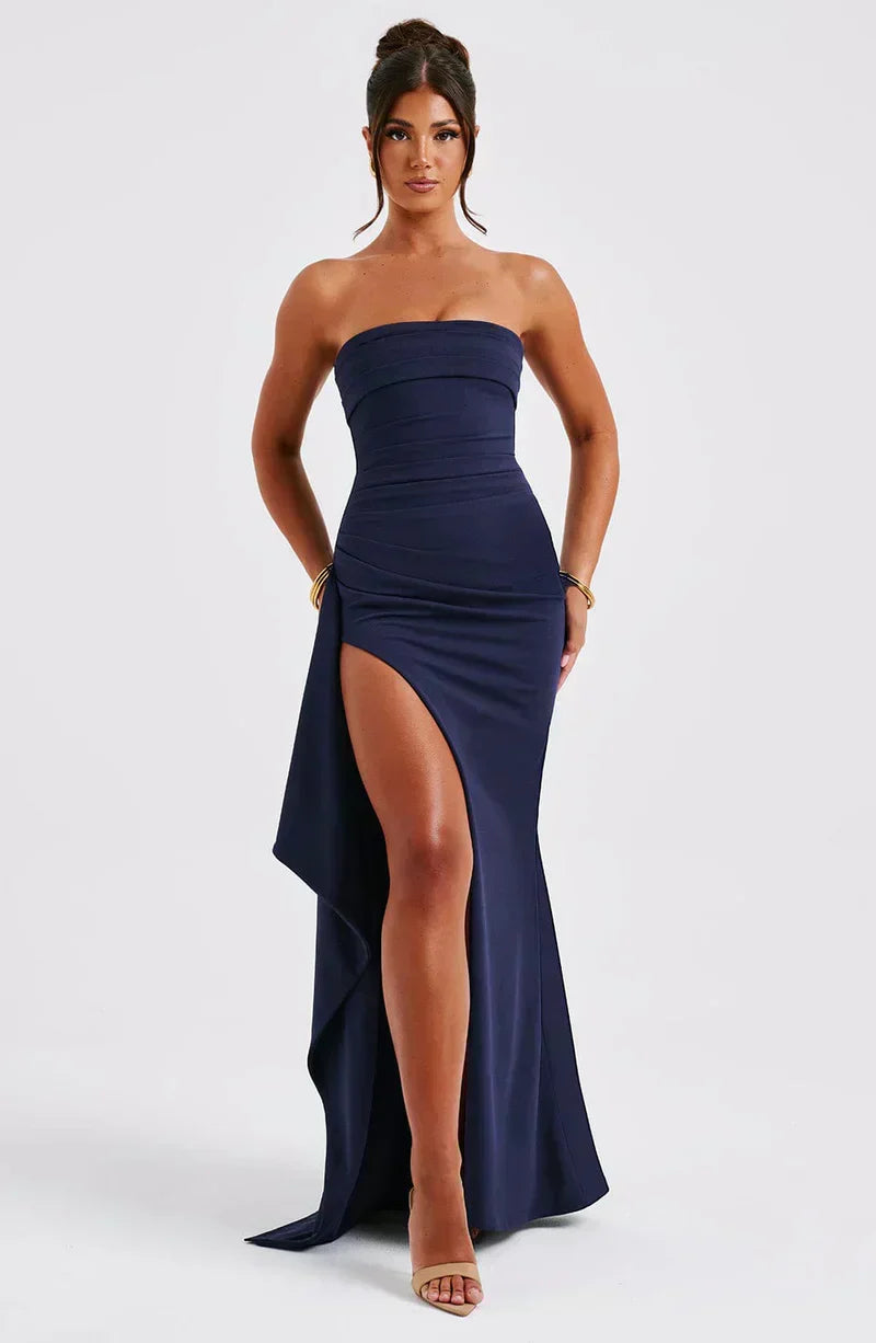 Zafira | Strapless Ruched Evening Maxi Dress